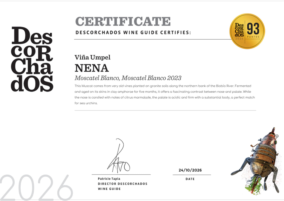 Certificado Guía Descorchados 2026: Nena Moscatel 2023, 93 puntos